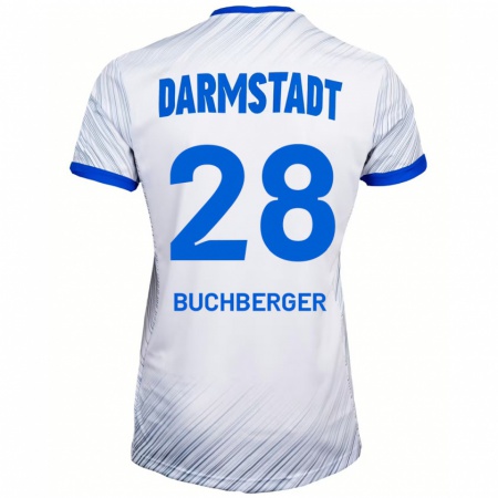 Kandiny Damen Jonas Buchberger #28 Weiß Blau Auswärtstrikot Trikot 2024/25 T-Shirt Österreich