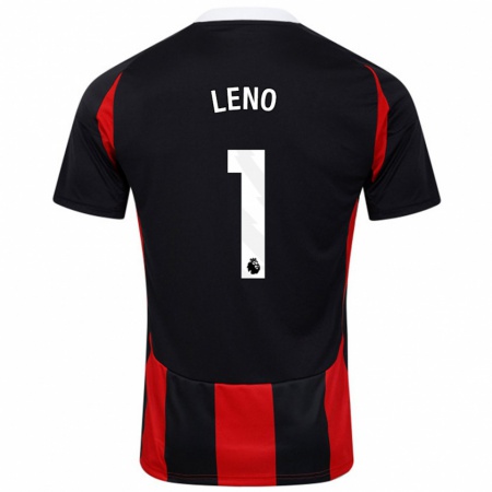 Kandiny Mujer Camiseta Bernd Leno #1 Negro Rojo 2ª Equipación 2024/25 La Camisa