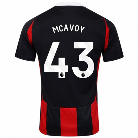 Kandiny Kvinnor Connor Mcavoy #43 Svart Röd Bortatröja Matchtröjor 2024/25 Tröjor T-Tröja