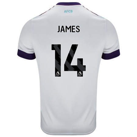 Kandiny Donna Maglia Katie James #14 Bianco Verde Viola Kit Gara Away 2024/25 Maglietta