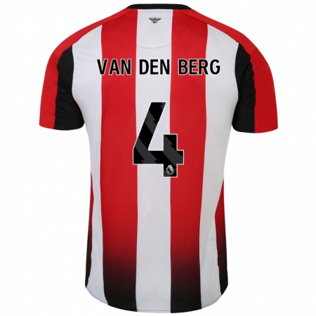 Kandiny Niño Camiseta Sepp Van Den Berg #4 Rojo Blanco 1ª Equipación 2024/25 La Camisa