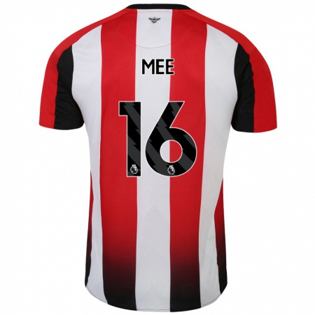 Kandiny Bambino Maglia Ben Mee #16 Rosso Bianco Kit Gara Home 2024/25 Maglietta