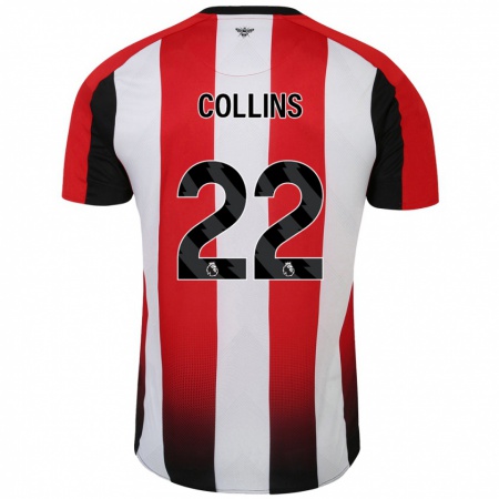 Kandiny Niño Camiseta Nathan Collins #22 Rojo Blanco 1ª Equipación 2024/25 La Camisa México