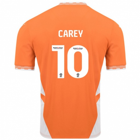 Kandiny Kinder Sonny Carey #10 Orange Weiß Heimtrikot Trikot 2024/25 T-Shirt Österreich