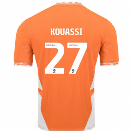 Kandiny Bambino Maglia Kylian Kouassi #27 Arancione Bianco Kit Gara Home 2024/25 Maglietta