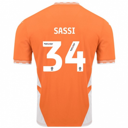 Kandiny Bambino Maglia Dan Sassi #34 Arancione Bianco Kit Gara Home 2024/25 Maglietta