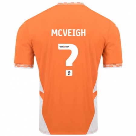 Kandiny Barn Conor Mcveigh #0 Orange Vit Hemmatröja Matchtröjor 2024/25 Tröjor T-Tröja