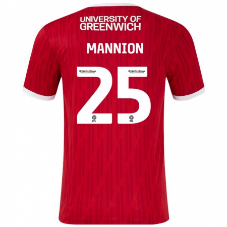 Kandiny Niño Camiseta Will Mannion #25 Rojo Blanco 1ª Equipación 2024/25 La Camisa México