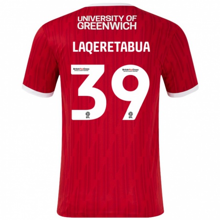 Kandiny Bambino Maglia Josh Laqeretabua #39 Rosso Bianco Kit Gara Home 2024/25 Maglietta