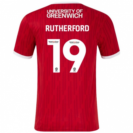 Kandiny Kinderen Ella Rutherford #19 Rood Wit Thuisshirt Thuistenue 2024/25 T-Shirt België