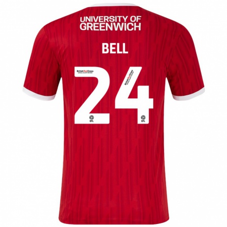 Kandiny Bambino Maglia Taylor Bell #24 Rosso Bianco Kit Gara Home 2024/25 Maglietta