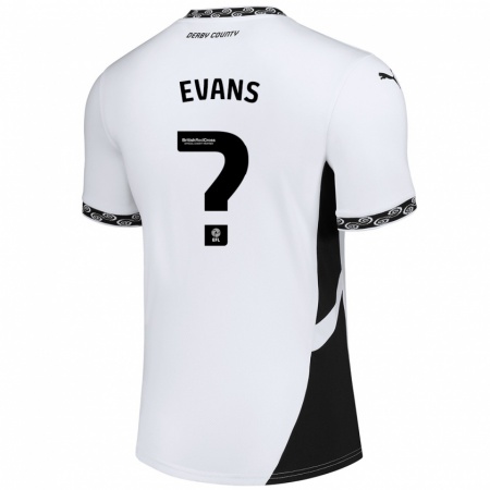 Kandiny Bambino Maglia Harry Evans #0 Bianco Nero Kit Gara Home 2024/25 Maglietta