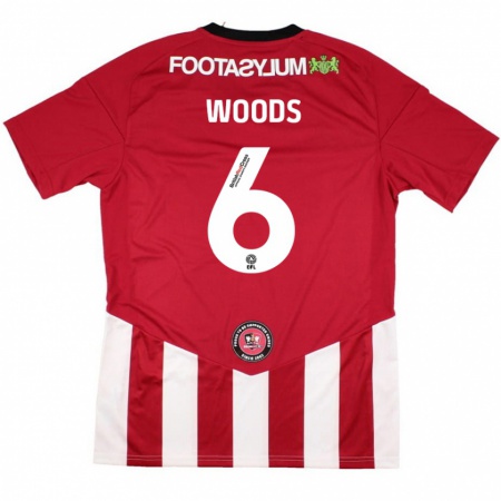 Kandiny Niño Camiseta Ryan Woods #6 Rojo Blanco 1ª Equipación 2024/25 La Camisa