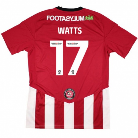 Kandiny Niño Camiseta Caleb Watts #17 Rojo Blanco 1ª Equipación 2024/25 La Camisa México