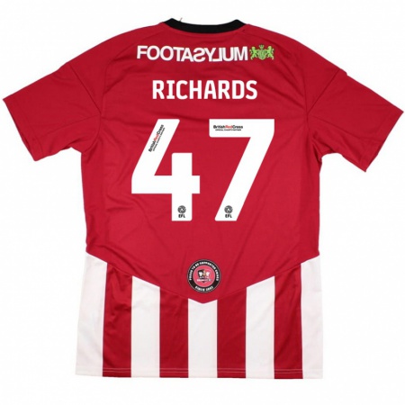 Kandiny Niño Camiseta Jake Richards #47 Rojo Blanco 1ª Equipación 2024/25 La Camisa