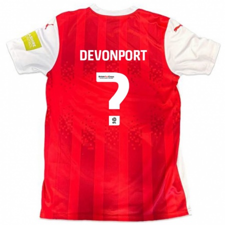 Kandiny Niño Camiseta Owen Devonport #0 Rojo Blanco 1ª Equipación 2024/25 La Camisa