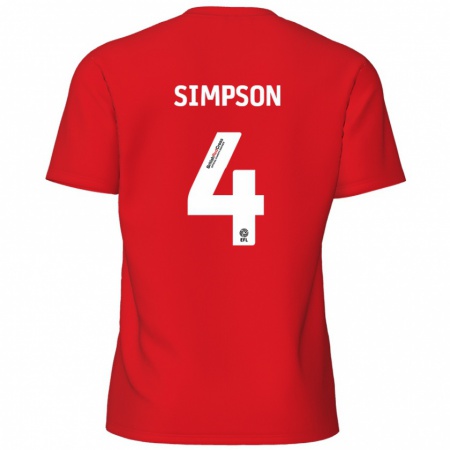 Kandiny Niño Camiseta Jack Simpson #4 Rojo 1ª Equipación 2024/25 La Camisa México