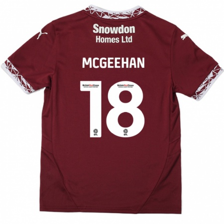 Kandiny Bambino Maglia Cameron Mcgeehan #18 Borgogna Kit Gara Home 2024/25 Maglietta