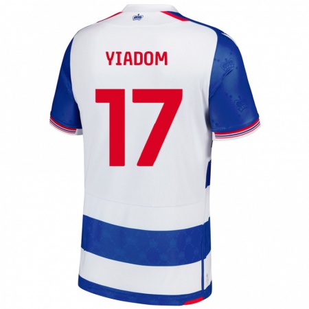 Kandiny Niño Camiseta Andy Yiadom #17 Azul Blanco 1ª Equipación 2024/25 La Camisa