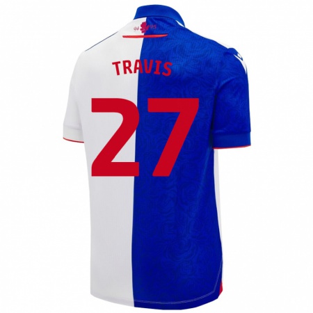 Kandiny Niño Camiseta Lewis Travis #27 Azul Cielo Blanco 1ª Equipación 2024/25 La Camisa México