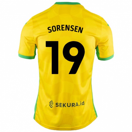 Kandiny Kinder Jacob Lungi Sørensen #19 Gelb Grün Heimtrikot Trikot 2024/25 T-Shirt Österreich