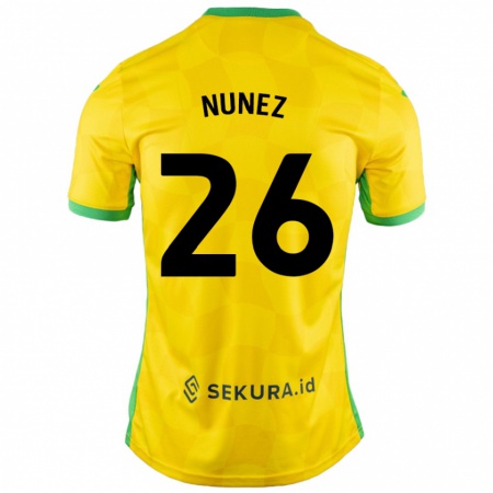 Kandiny Niño Camiseta Marcelino Núñez #26 Amarillo Verde 1ª Equipación 2024/25 La Camisa México