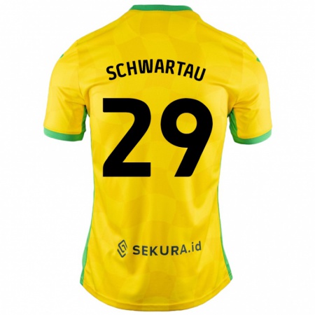 Kandiny Niño Camiseta Oscar Schwartau #29 Amarillo Verde 1ª Equipación 2024/25 La Camisa México