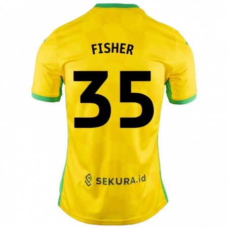 Kandiny Bambino Maglia Kellen Fisher #35 Giallo Verde Kit Gara Home 2024/25 Maglietta