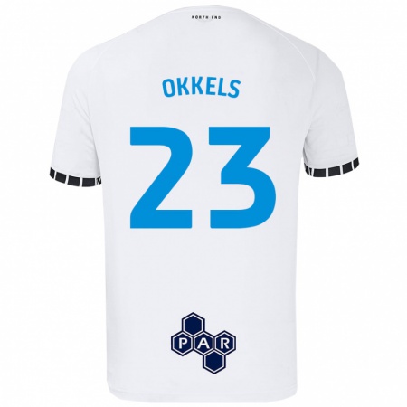 Kandiny Kinderen Jeppe Okkels #23 Wit Thuisshirt Thuistenue 2024/25 T-Shirt België