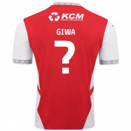 Kandiny Niño Camiseta George Giwa #0 Rojo Blanco 1ª Equipación 2024/25 La Camisa