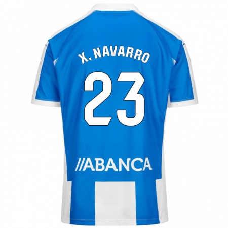 Kandiny Niño Camiseta Ximo Navarro #23 Azul Blanco 1ª Equipación 2024/25 La Camisa