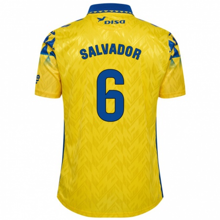 Kandiny Niño Camiseta Pol Salvador #6 Amarillo Azul 1ª Equipación 2024/25 La Camisa México