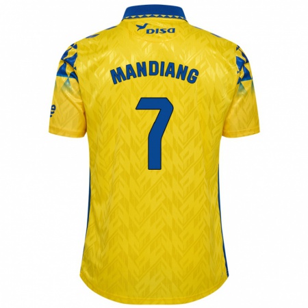 Kandiny Niño Camiseta Saliou Mandiang #7 Amarillo Azul 1ª Equipación 2024/25 La Camisa