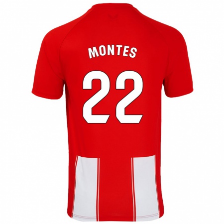 Kandiny Bambino Maglia César Montes #22 Rosso Bianco Kit Gara Home 2024/25 Maglietta