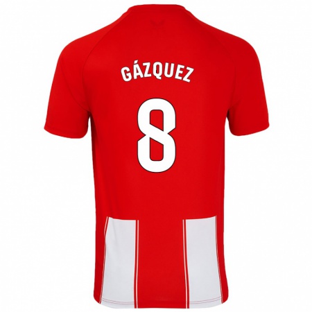 Kandiny Bambino Maglia Joan Gázquez #8 Rosso Bianco Kit Gara Home 2024/25 Maglietta