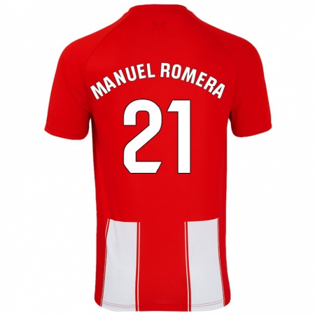 Kandiny Bambino Maglia José Manuel Romera #21 Rosso Bianco Kit Gara Home 2024/25 Maglietta