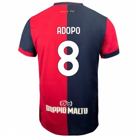 Kandiny Niño Camiseta Michel Adopo #8 Rojo Azul Más Oscuro 1ª Equipación 2024/25 La Camisa