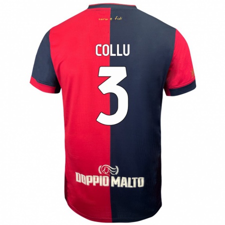 Kandiny Niño Camiseta Davide Collu #3 Rojo Azul Más Oscuro 1ª Equipación 2024/25 La Camisa