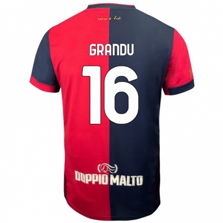 Kandiny Niño Camiseta Nicola Grandu #16 Rojo Azul Más Oscuro 1ª Equipación 2024/25 La Camisa