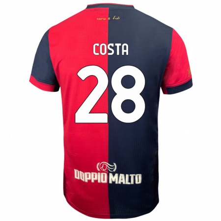 Kandiny Kinder Luca Costa #28 Rot Dunkleres Blau Heimtrikot Trikot 2024/25 T-Shirt Österreich