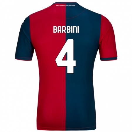 Kandiny Bambino Maglia Matteo Barbini #4 Rosso Blu Scuro Kit Gara Home 2024/25 Maglietta