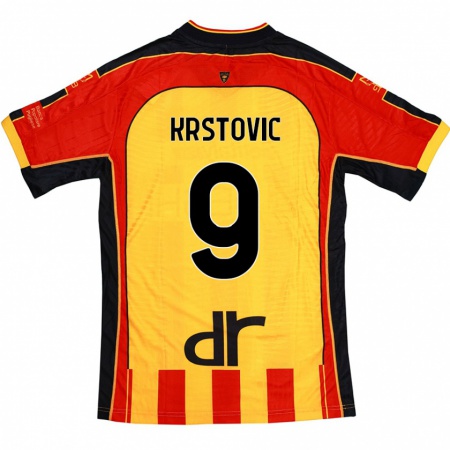 Kandiny Bambino Maglia Nikola Krstovic #9 Giallo Rosso Kit Gara Home 2024/25 Maglietta