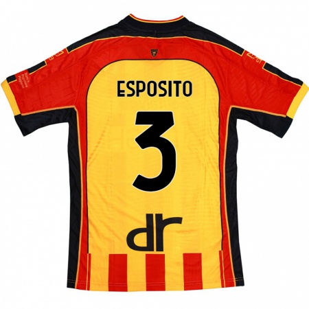 Kandiny Niño Camiseta Sebastian Esposito #3 Amarillo Rojo 1ª Equipación 2024/25 La Camisa