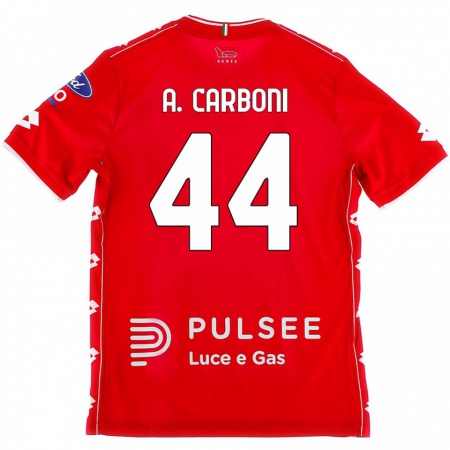 Kandiny Bambino Maglia Andrea Carboni #44 Rosso Bianco Kit Gara Home 2024/25 Maglietta