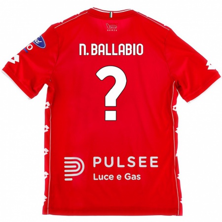 Kandiny Bambino Maglia Nicolò Ballabio #0 Rosso Bianco Kit Gara Home 2024/25 Maglietta