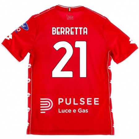 Kandiny Kinderen Alessandro Berretta #21 Rood Wit Thuisshirt Thuistenue 2024/25 T-Shirt België