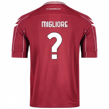 KandinyキッズLorenzo Migliore#0ブルゴーニュホームシャツ2024/25ジャージーユニフォーム