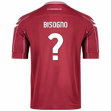 Kandiny Bambino Maglia Davide Bisogno #0 Borgogna Kit Gara Home 2024/25 Maglietta