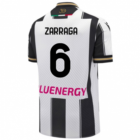 Kandiny Niño Camiseta Oier Zarraga #6 Blanco Negro 1ª Equipación 2024/25 La Camisa