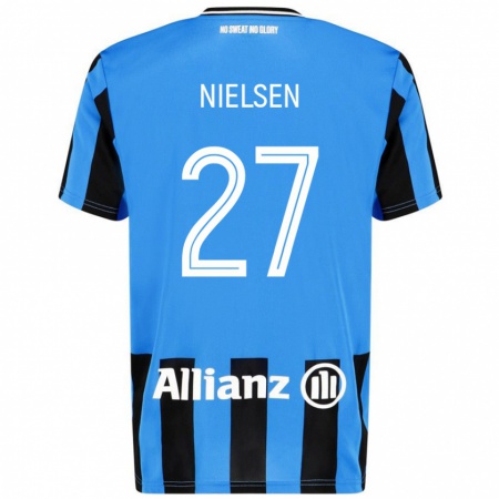 Kandiny Kinder Casper Nielsen #27 Himmelblau Schwarz Heimtrikot Trikot 2024/25 T-Shirt Österreich